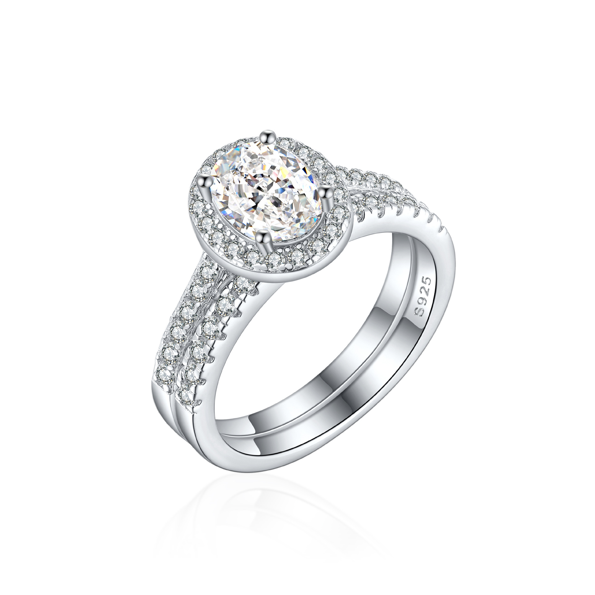 S925 sterling silver 1.5ct flame ice flower cut oval combination ring premium sense 6*8 colored gemstone high carbon diamond ring - Image 8