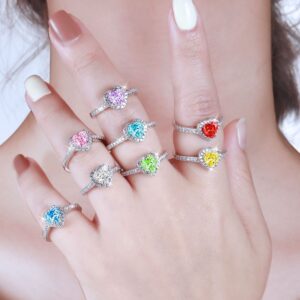 New 925 sterling silver 1ct flame ice flower cut heart heart ring luxury luxury colored gemstone high carbon diamond ring women's ring