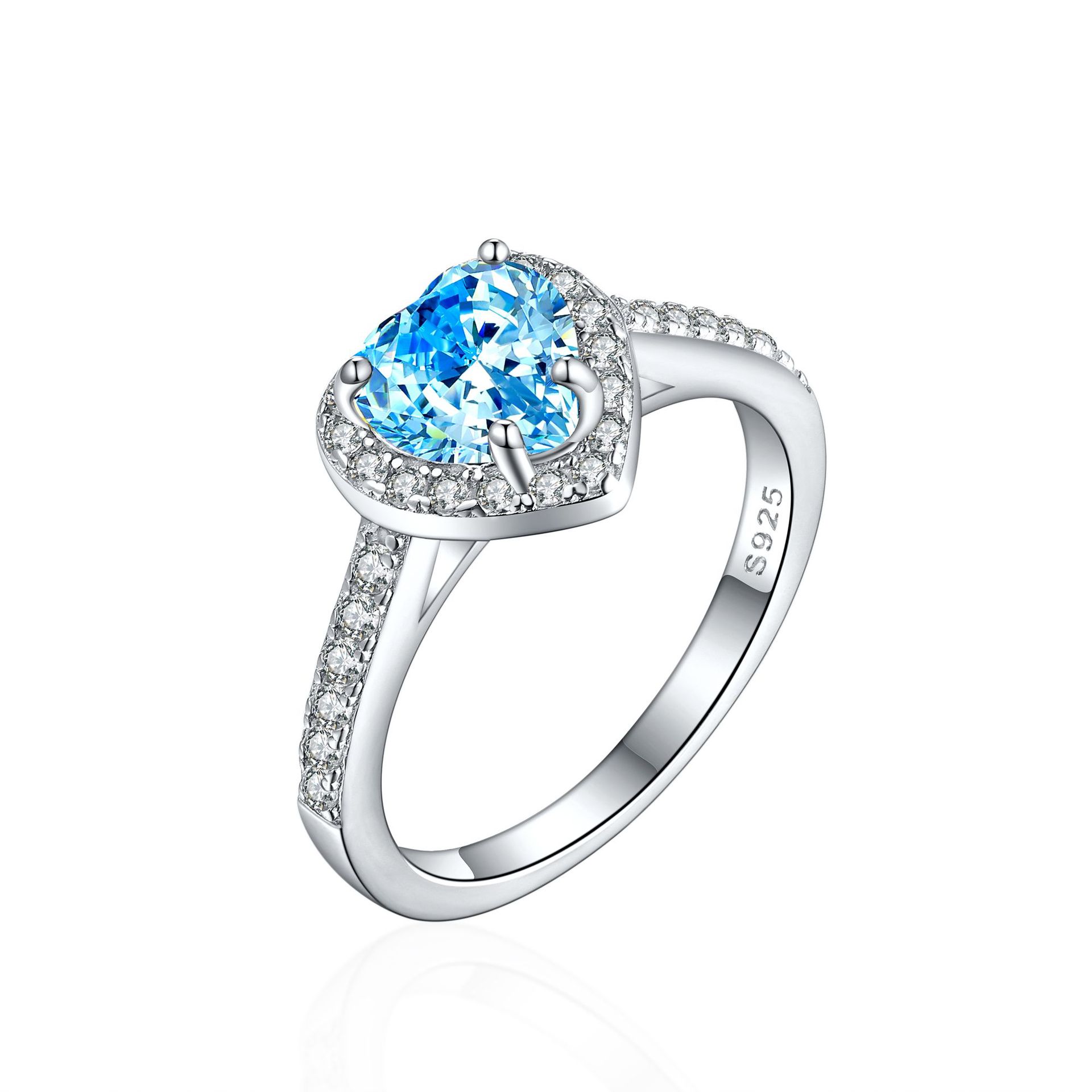 New 925 sterling silver 1ct flame ice flower cut heart heart ring luxury luxury colored gemstone high carbon diamond ring women's ring - Image 2