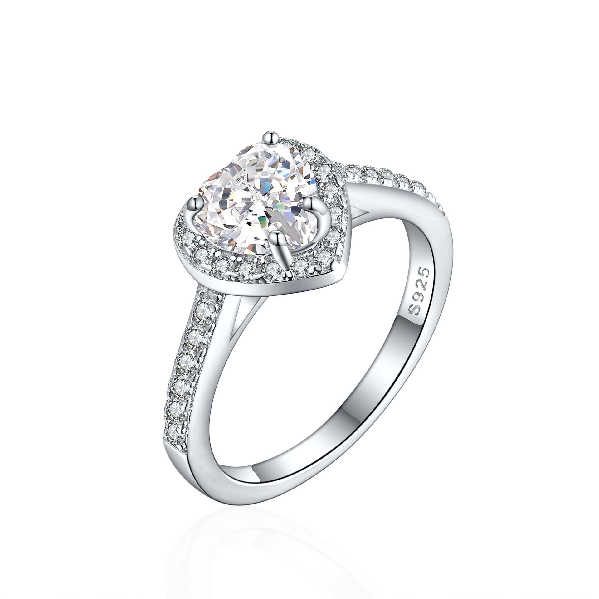 New 925 sterling silver 1ct flame ice flower cut heart heart ring luxury luxury colored gemstone high carbon diamond ring women's ring - Image 9