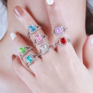 High-end sterling silver 1.5ct colored gemstone ice flower cut square diamond ring high-quality zircon 6*8 high carbon diamond S925 silver women's ring