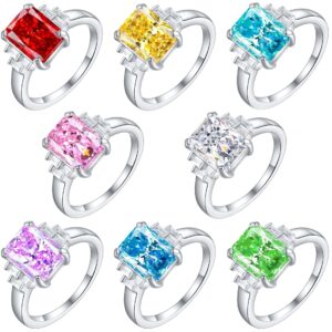 S925 sterling silver flame ice flower cut 8*11 square diamond ring luxury European and American 4ct colored gemstone high carbon diamond women's ring