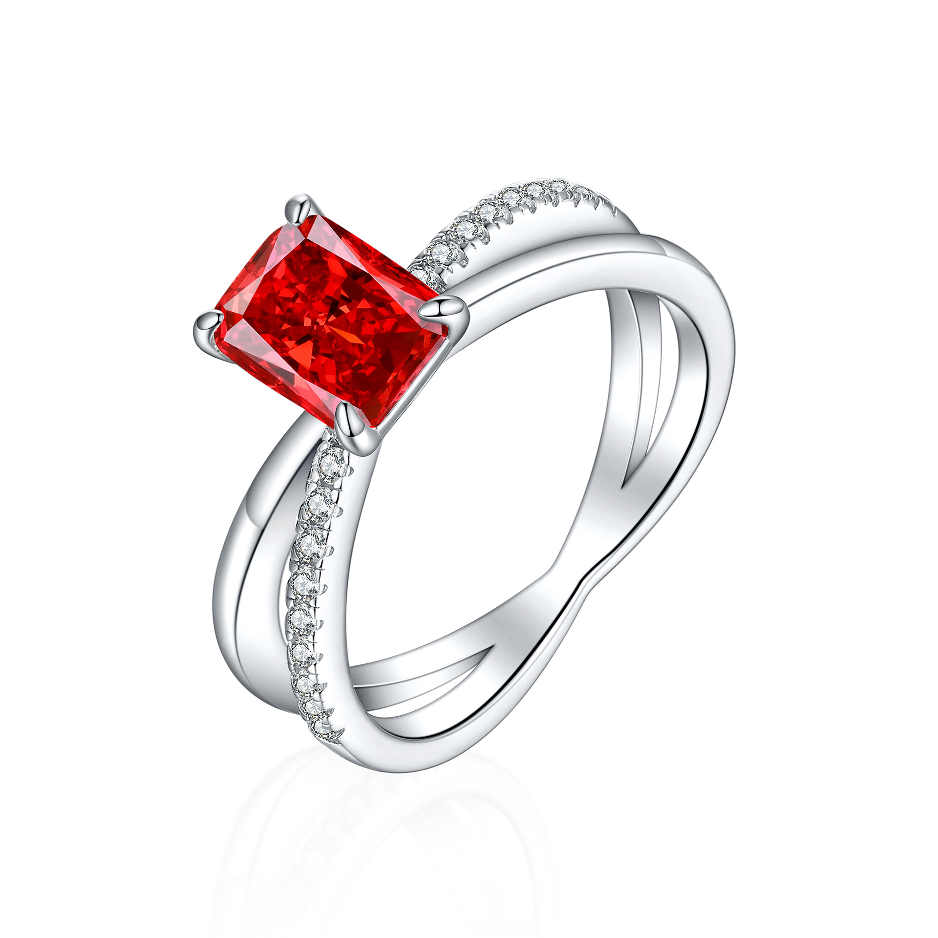 Euro & American 925 Sterling Silver 1.5ct Flame Ice Flower Cut Square Diamond Ring Women's Luxury Colored Gem 6*8 High Carbon Diamond Women's Ring INS - Image 9