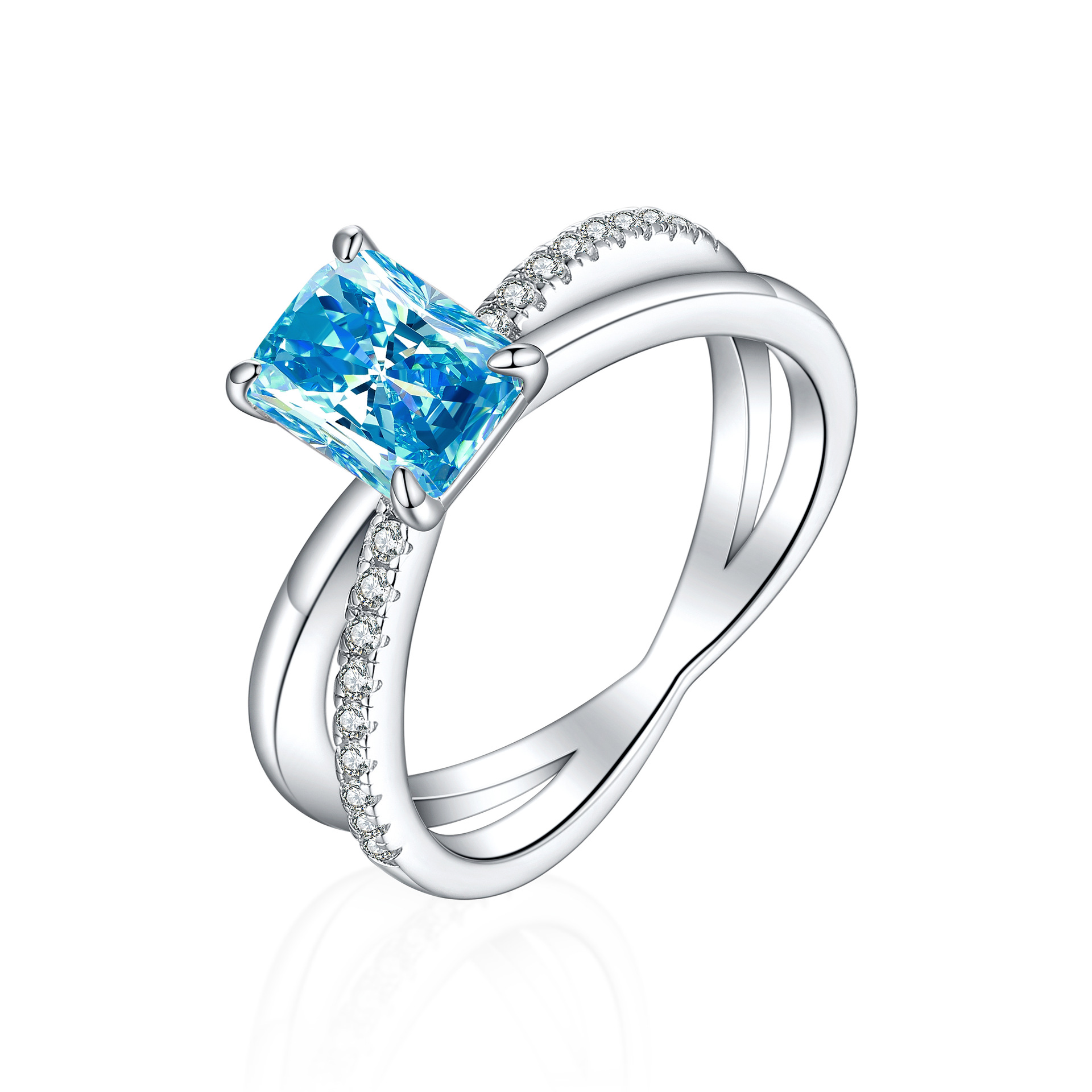 Euro & American 925 Sterling Silver 1.5ct Flame Ice Flower Cut Square Diamond Ring Women's Luxury Colored Gem 6*8 High Carbon Diamond Women's Ring INS - Image 4