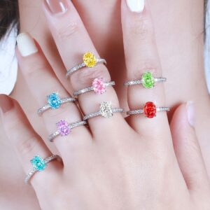 High-grade 925 sterling silver 1.5ct flame ice flower cut pear-shaped ring high-quality color gem 6*8 high carbon diamond women's ring