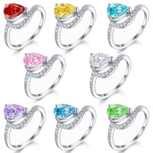 S925 sterling silver 1.5ct flame ice flower cut pear-shaped ring colored 6*9 high carbon diamond ring