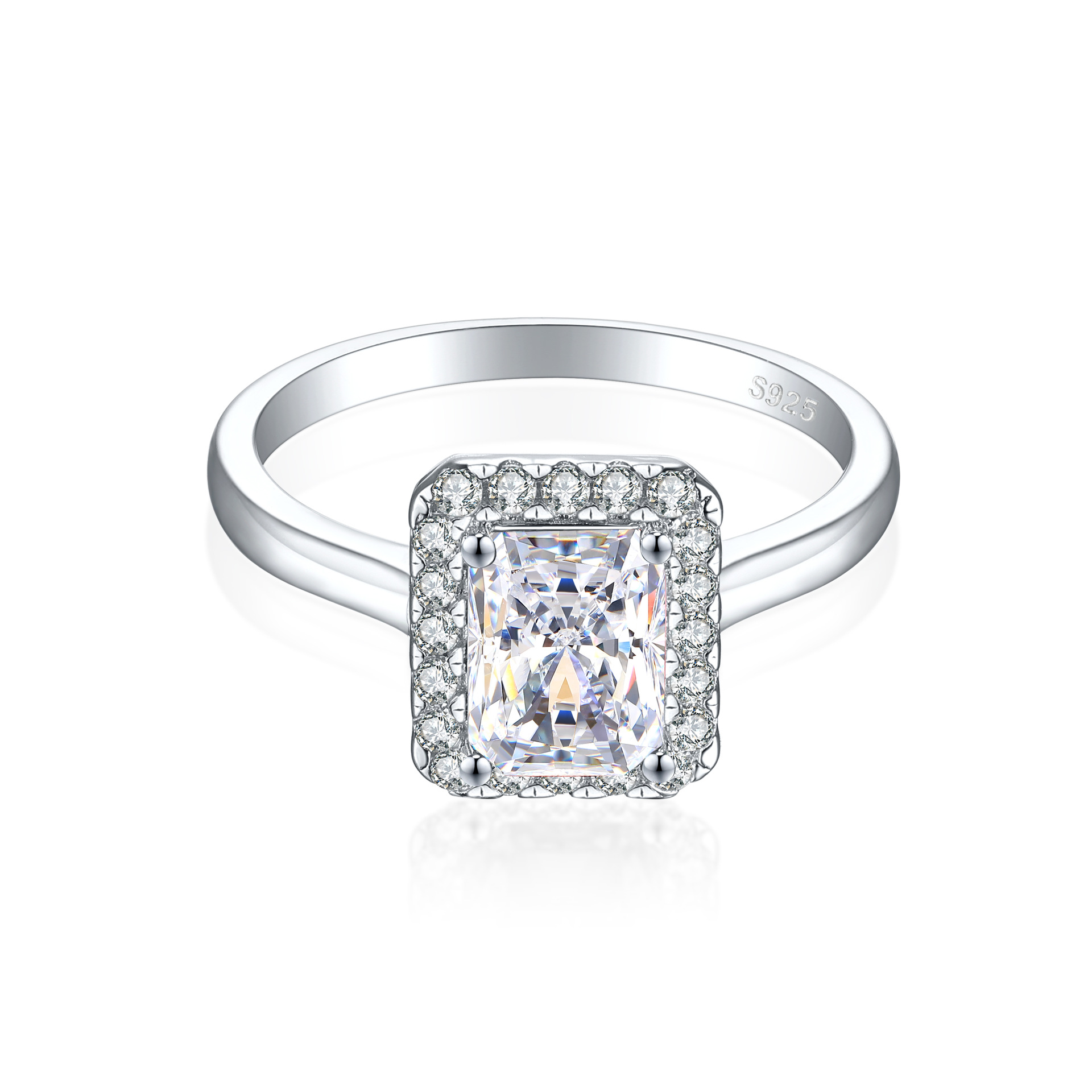 S925 sterling silver 2ct 6*8 high carbon diamond 8A zircon colored gemstone wedding ring - Image 9