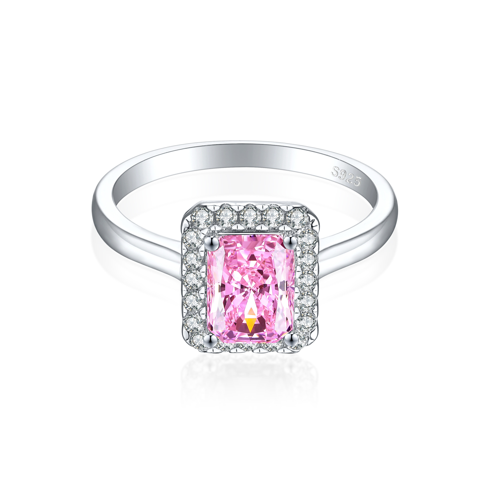 S925 sterling silver 2ct 6*8 high carbon diamond 8A zircon colored gemstone wedding ring - Image 6