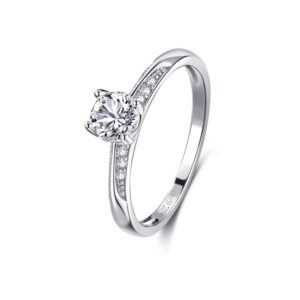 S925 sterling silver micro-set four-prong zircon ring