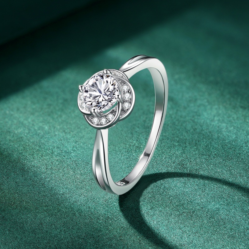 S925 sterling silver zircon ring lotus flower ring - Image 2