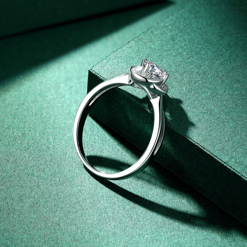 S925 sterling silver zircon ring lotus flower ring - Image 3