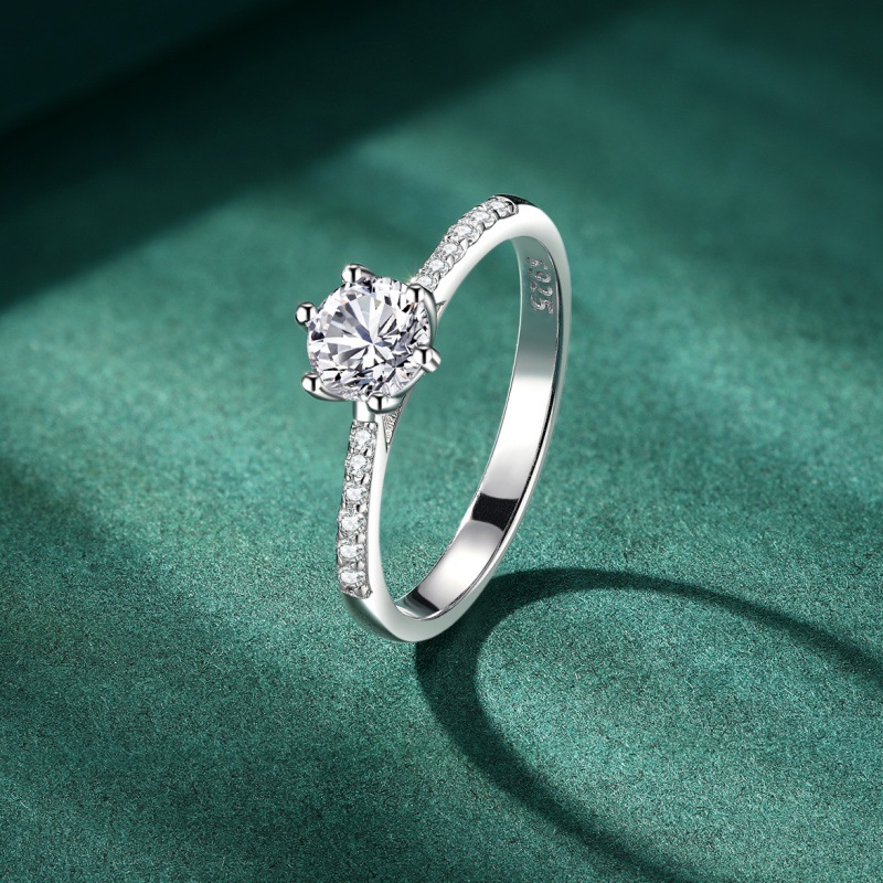 S925 sterling silver six-prong zircon ring for women - Image 2