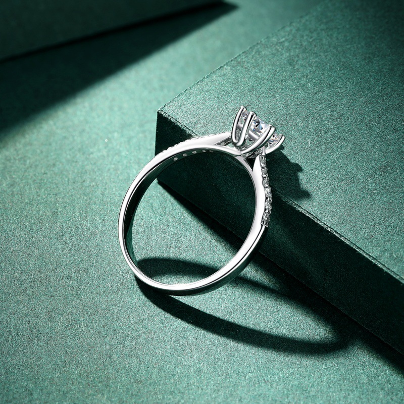 S925 sterling silver six-prong zircon ring for women - Image 3