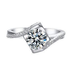 Moissanite Diamond Ring Angel Kiss 925 Sterling Silver One Carat D Grade Moissanite Diamond Ring Factory Supply