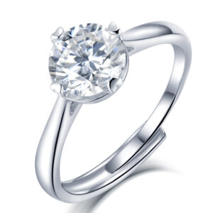 Silver jewelry s925 sterling silver open moissanite diamond ring Korean version simple women's four-prong moissanite engagement diamond ring