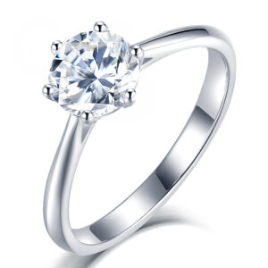 European and American jewelry six-prong sterling silver ring s925 inlaid moissanite diamond ring high quality simple women's ring wholesale