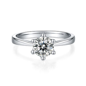 Simple six-claw petal-shaped style S925 silver women's ring one carat D color moissanite manufacturers wholesale