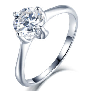 One-carat D-grade moissanite diamond ring women's light luxury s925 sterling silver simple imitation diamond ring factory direct supply