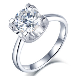 European and American simple 925 sterling silver four-claw bull's head one carat moissanite ring D grade moissanite ring high quality