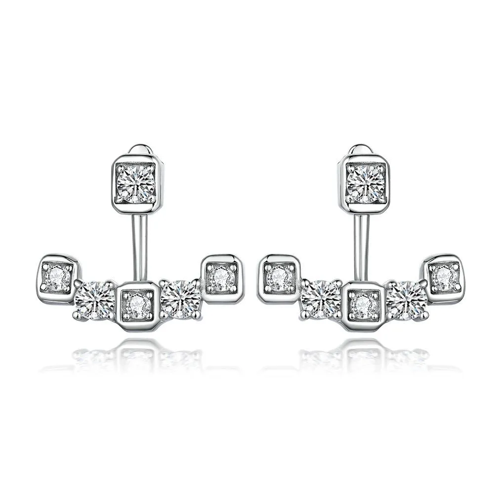 S925 Silver Jewelry Set 3 Piece Set Single Row Diamond Ring Sterling Silver Necklace Niche Stud Earrings - Image 4