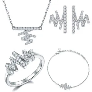 S925 sterling silver jewelry set European rings necklace bracelet set