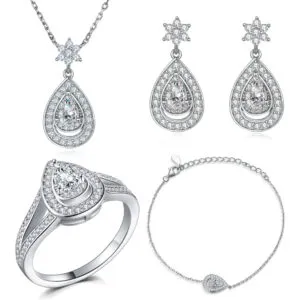 S925 sterling silver jewelry set earrings ring necklace luxury silver bracelet