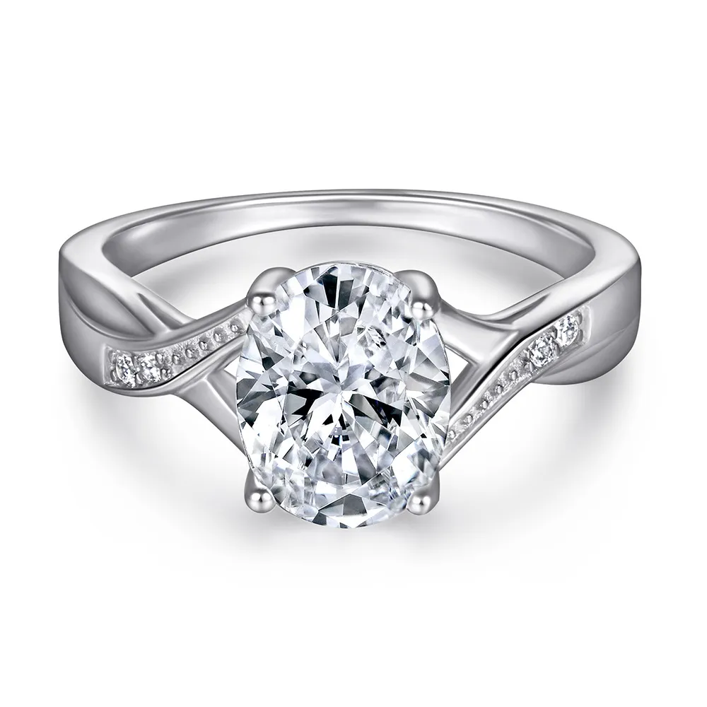 Oval Zircon Necklace S925 Sterling Silver Ring Premium Women's Stud Earrings Jewelry Set - Image 4