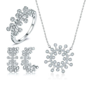 Silver rings earrings necklaces S925 sterling silver jewelry sets