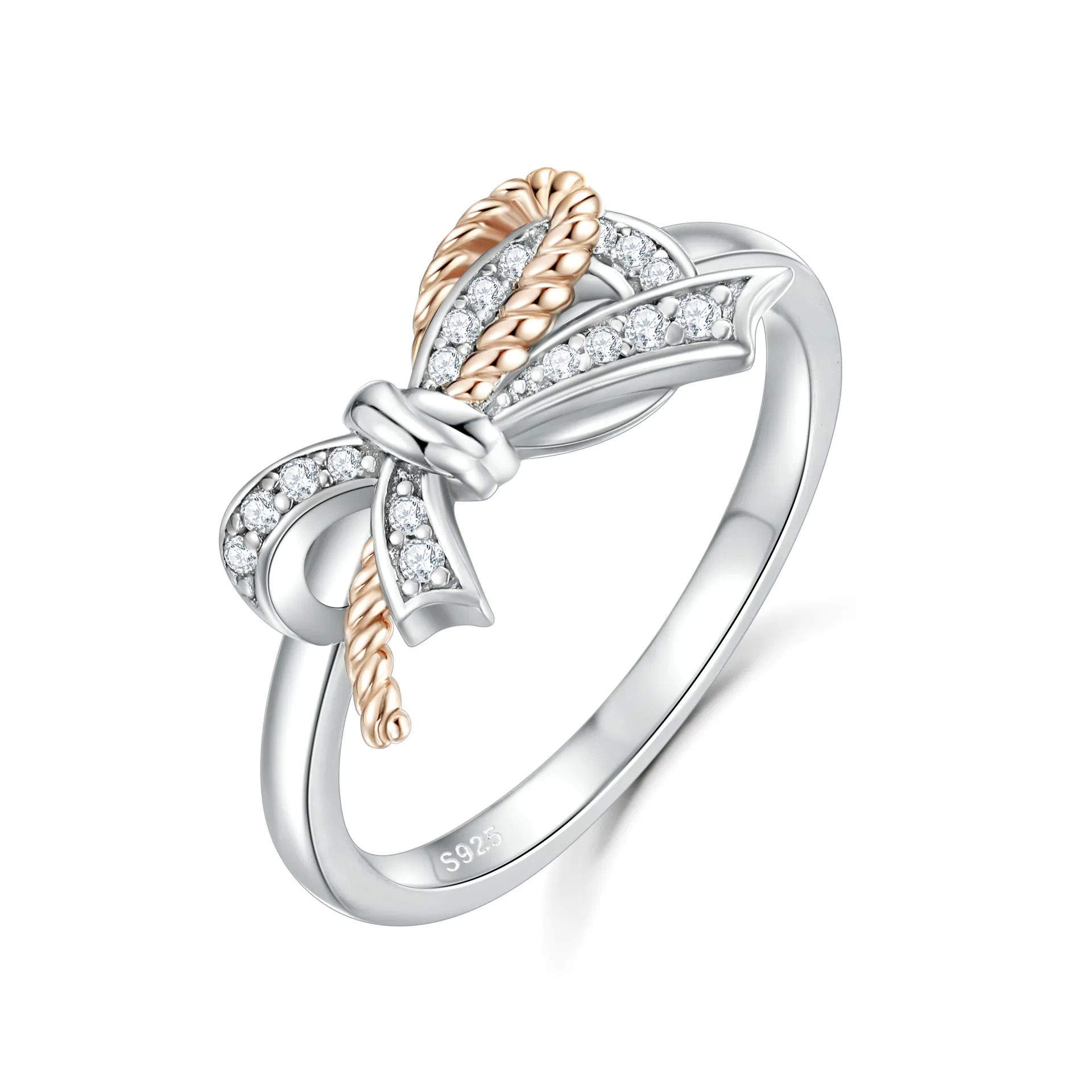 S925 sterling silver bow stud earrings luxury ring necklace bracelet jewelry set of four - Image 4