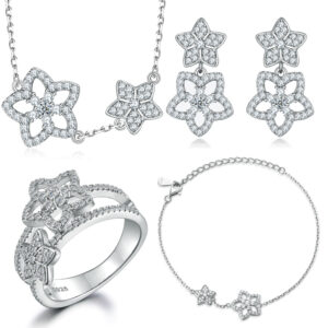 European and American sterling silver star jewelry set four-piece set ins star ring S925 silver jewelry set