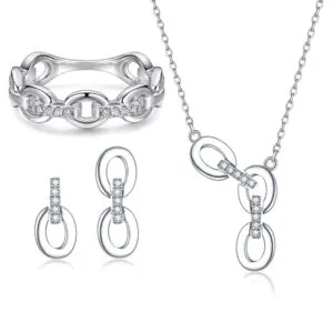 Tassel earrings hip-hop chain ring S925 silver necklace jewelry set