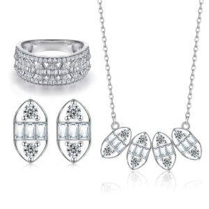 Fashion wide 925 silver ring zircon earrings pure silver necklace women's jewelry set