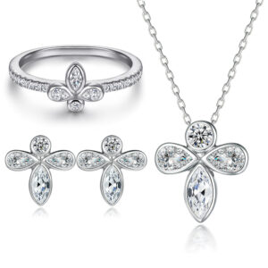 Jewelry set 925 sterling silver zircon earrings butterfly ring cute bee necklace