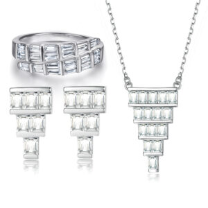 Jewelry set 925 sterling silver open snake ring triangular earring necklace