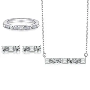 wholesale S925 sterling silver jewelry set I letter earrings zircon ring necklace