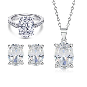 S925 silver high carbon diamond ring necklace ladies' earrings jewelry set
