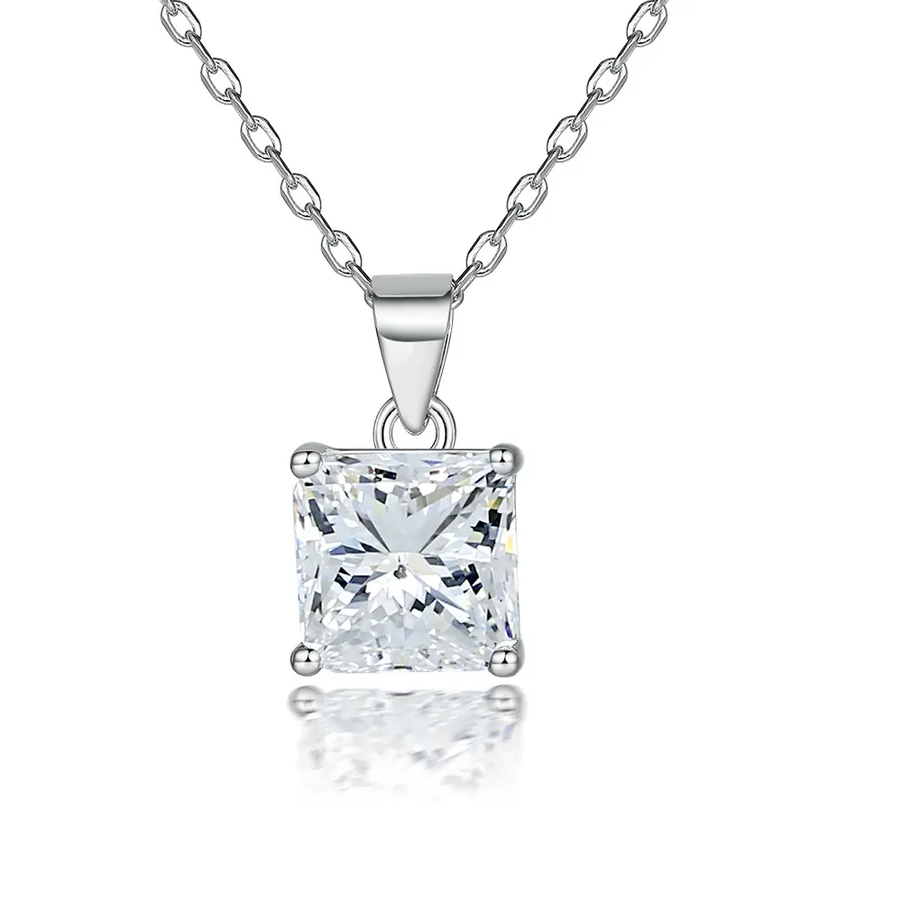 Ladder cubic zirconia ring earrings S925 silver necklace jewelry set - Image 2