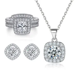 S925 sterling silver jewelry set women's three-piece jewelry set