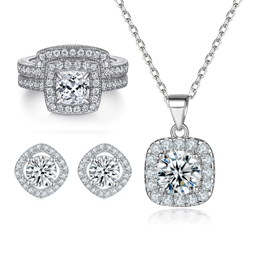 S925 sterling silver jewelry set women's three-piece jewelry set