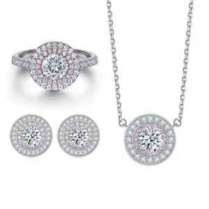 S925 sterling silver jewelry 3 piece set of diamonds rings zircon necklaces