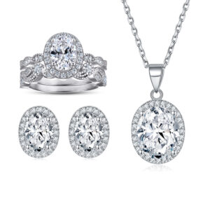 S925 sterling silver ring necklace women's earrings jewelry set