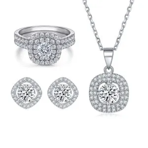 S925 sterling silver diamond earrings zircon rings necklaces luxury jewelry sets
