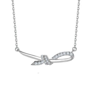 European and American S925 sterling silver bow necklace silver pure silver fashion twisted rope ribbon pendant niche clavicle chain
