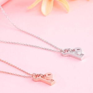 Fashion S925 Sterling Silver Heart Lock Yue Necklace Women's Ins Style Cute Heart Key Heart Pendant Clavicle Chain Wholesale