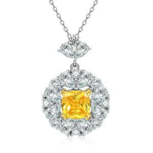 Sterling Silver Flower Flower Shape Topaz Necklace Sunflower Citrine Zircon Pendant 925 Silver Clavicle Chain Wholesale