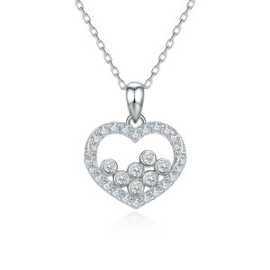 New S925 silver heart necklace versatile niche design European and American love necklace sterling silver