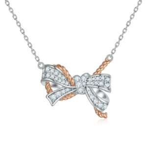 New Bow S925 Silver Necklace Women's Versatile Premium Color Separation Electroplating Sterling Silver Pendant Clavicle Chain