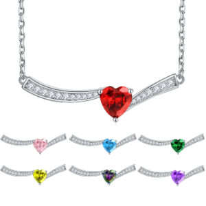 Ruby Little Red Heart Pendant Aquamarine Heart of the Ocean 925 Sterling Silver Colored Stone Heart Necklace Female Niche Design