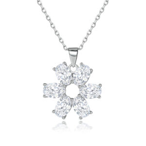 New Six Pointed Star Zircon Stone Pendant Star Flower Necklace 925 Sterling Silver Petal Clavicle Chain Premium