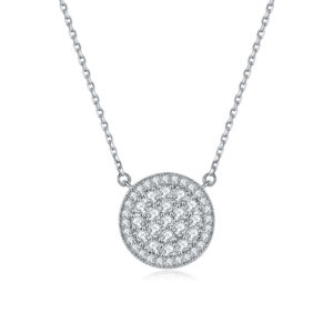 Hot Selling Jewelry S925 Sterling Silver Round Full Diamond Zircon Necklace Women's European and American Pendant Jewelry Silver Jewelry